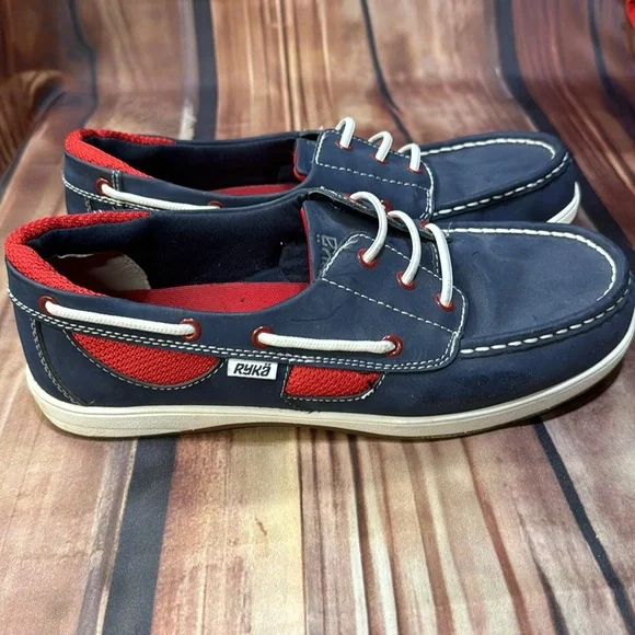 Ryka Boat Shoe Red White Blue Size 9W - Picture 2 of 6